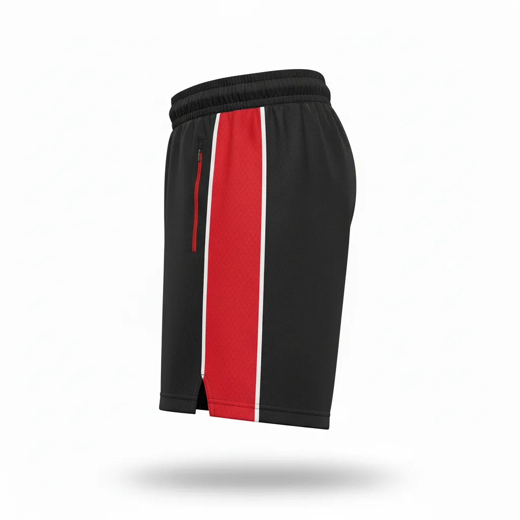 Custom Ice Hockey Training Shorts - Black, Red, White - Trainingshorts - Side View - Kinexa Sportswear