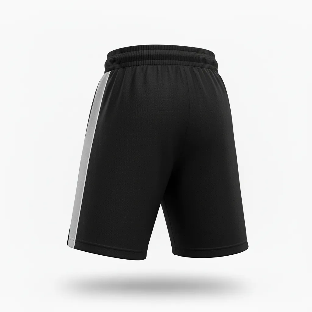 Custom Ice Hockey Training Shorts - Black, Silver, White - Trainingshorts - Back View - Kinexa Sportswear