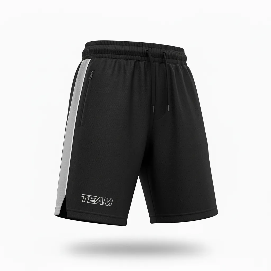 Custom Ice Hockey Training Shorts - Black, Silver, White - Trainingshorts - Front View - Kinexa Sportswear