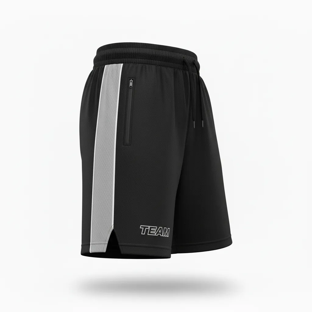 Custom Ice Hockey Training Shorts - Black, Silver, White - Trainingshorts - Side View - Kinexa Sportswear