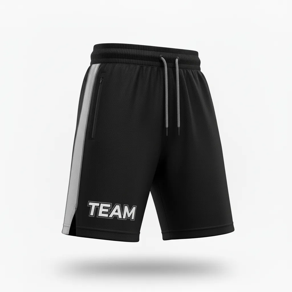 Custom Ice Hockey Training Shorts - Black, White, Grey - Trainingshorts - Front View - Kinexa Sportswear