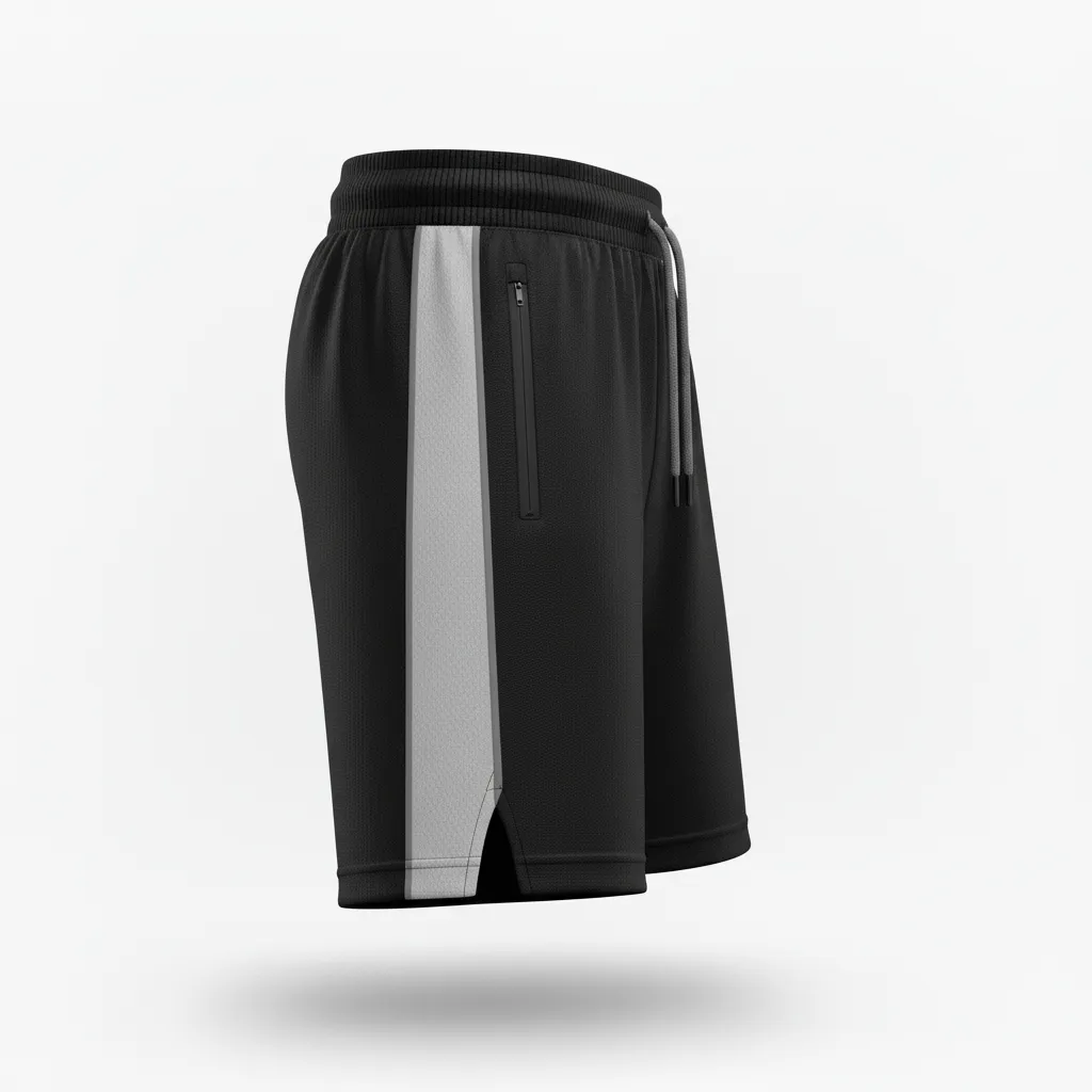 Custom Ice Hockey Training Shorts - Black, White, Grey - Trainingshorts - Side View - Kinexa Sportswear