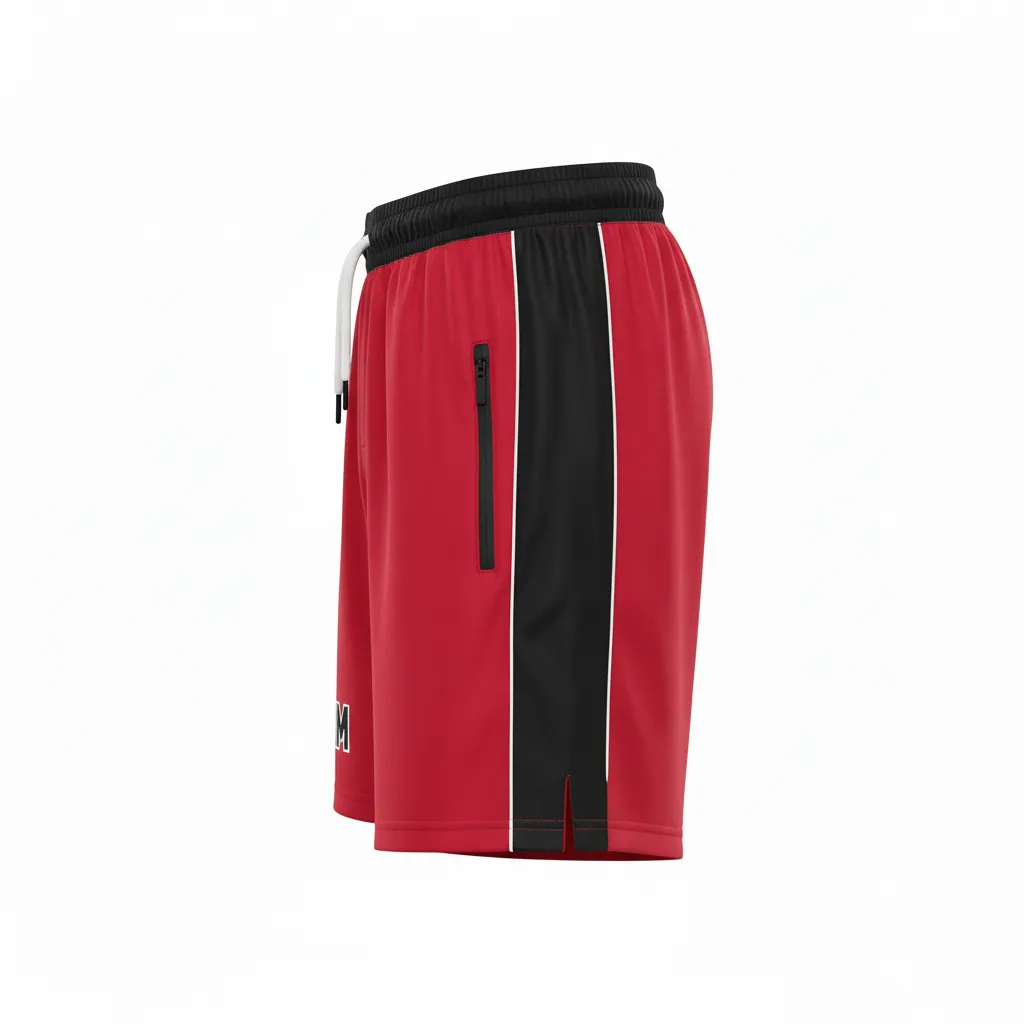 Custom Ice Hockey Training Shorts - Black, White - Trainingshorts Cardinal - Side View - Kinexa Sportswear