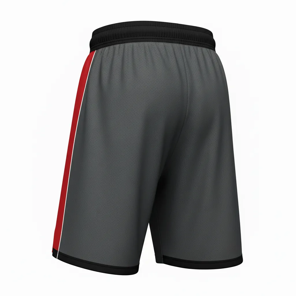 Custom Ice Hockey Training Shorts - Red, White - Trainingshorts Charcoal - Back View - Kinexa Sportswear