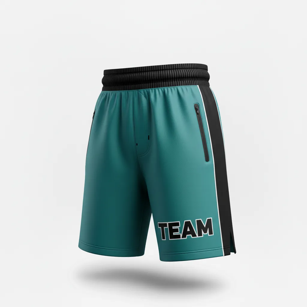 Custom Ice Hockey Training Shorts - Black, White - Trainingshorts Columbia - Front View - Kinexa Sportswear