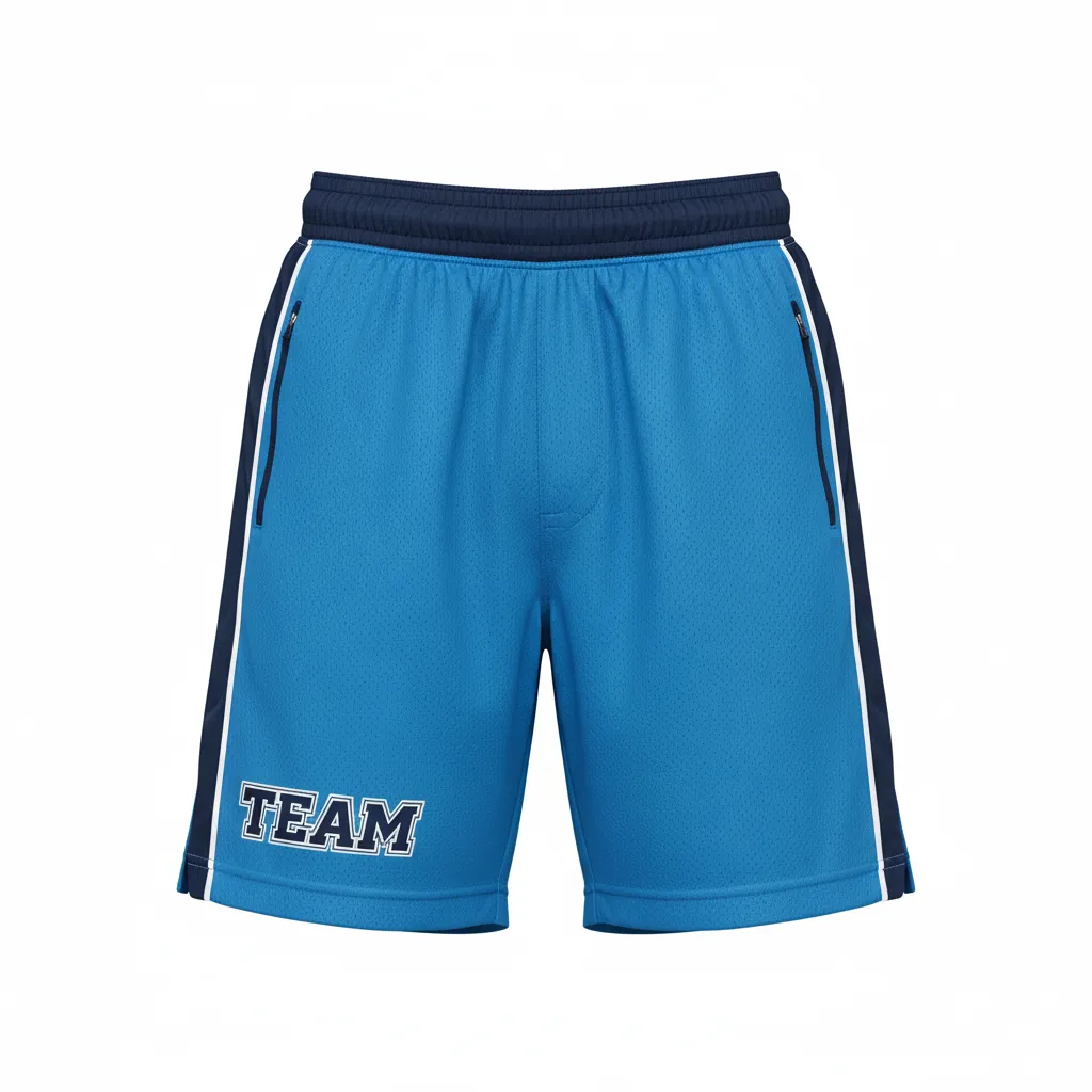 Custom Ice Hockey Training Shorts - Navy, White - Trainingshorts Columbia - Front View - Kinexa Sportswear