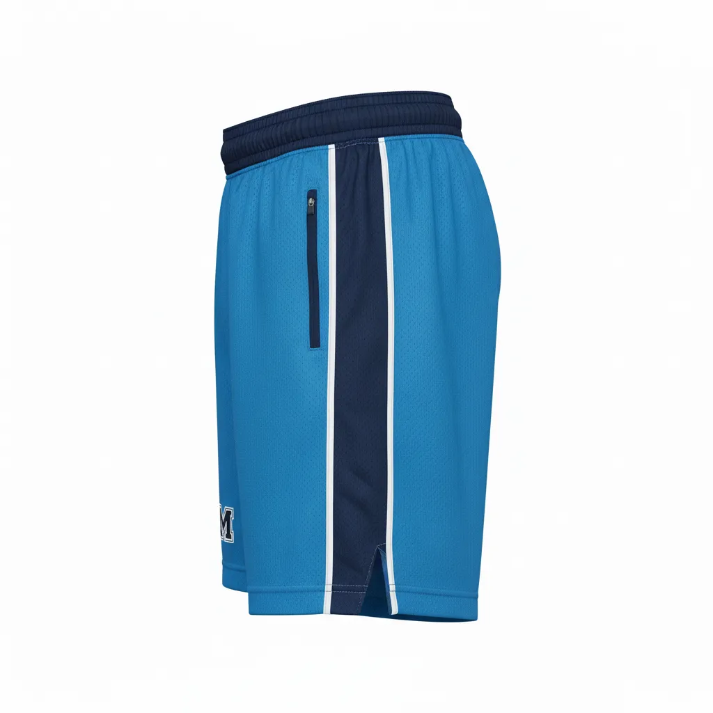 Custom Ice Hockey Training Shorts - Navy, White - Trainingshorts Columbia - Side View - Kinexa Sportswear