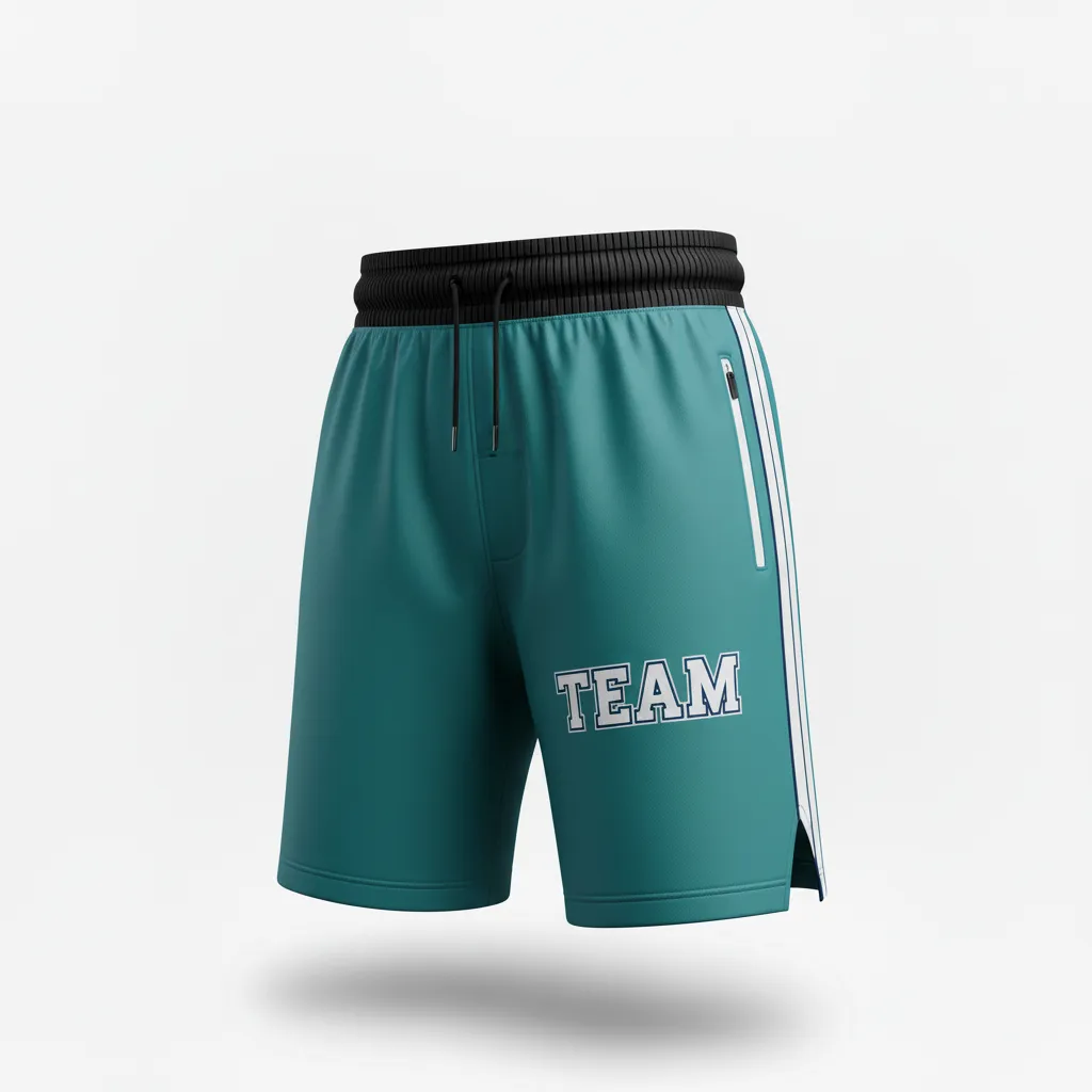 Custom Ice Hockey Training Shorts - White, Navy - Trainingshorts Columbia - Front View - Kinexa Sportswear