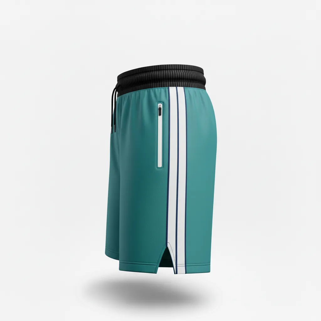 Custom Ice Hockey Training Shorts - White, Navy - Trainingshorts Columbia - Side View - Kinexa Sportswear
