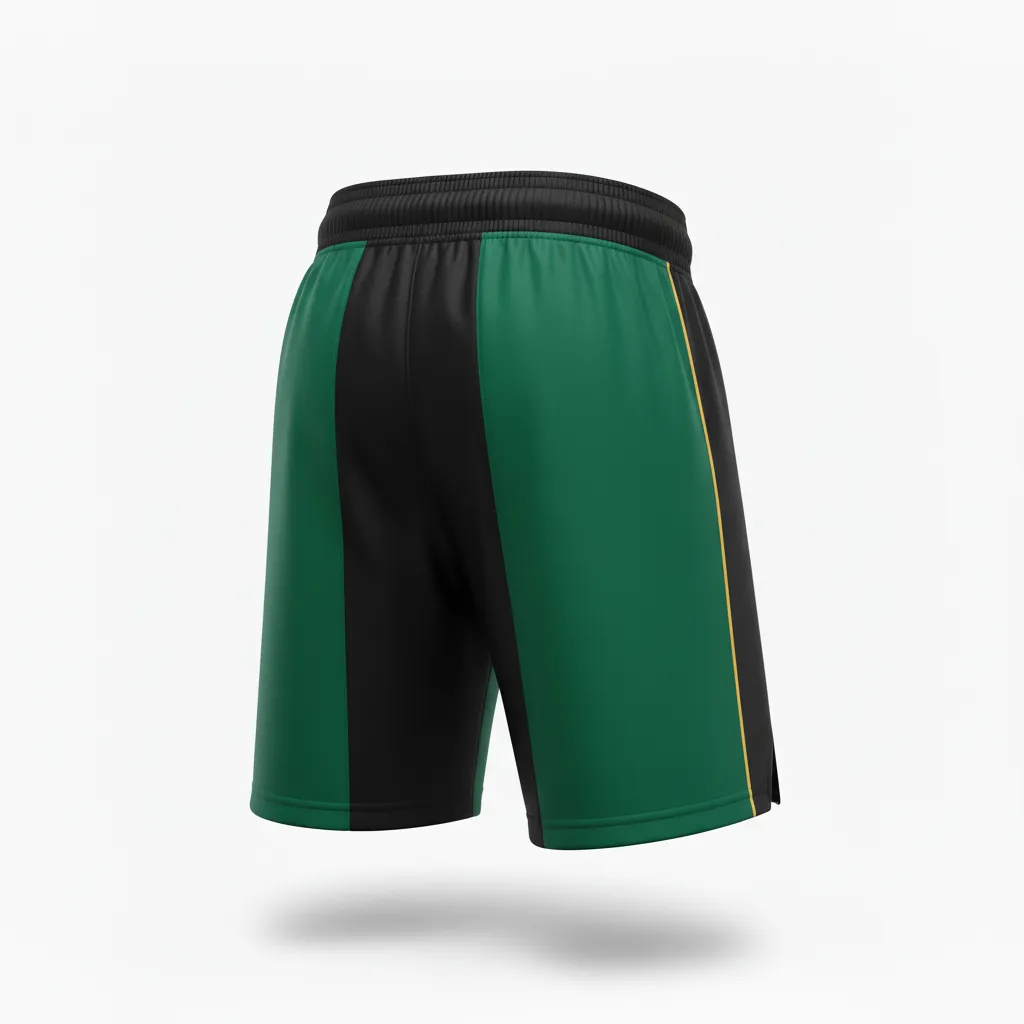 Custom Ice Hockey Training Shorts - Black, Gold - Trainingshorts Forest - Back View - Kinexa Sportswear