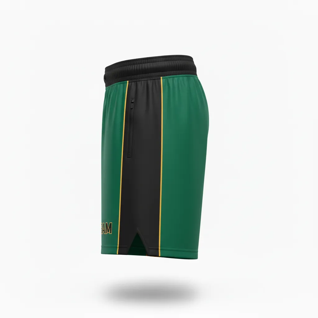 Custom Ice Hockey Training Shorts - Black, Gold - Trainingshorts Forest - Side View - Kinexa Sportswear