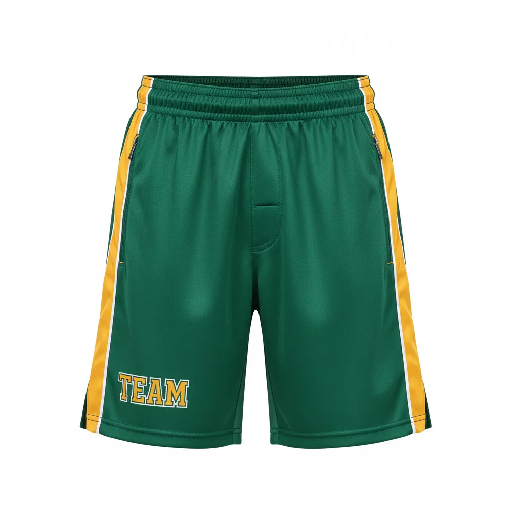 Custom Ice Hockey Training Shorts - Gold, White - Trainingshorts Forest - Front View - Kinexa Sportswear