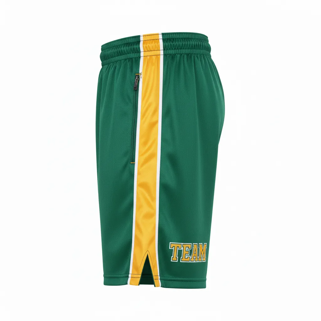 Custom Ice Hockey Training Shorts - Gold, White - Trainingshorts Forest - Side View - Kinexa Sportswear
