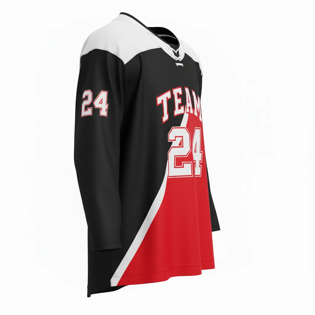 Custom Ice Hockey Two Tone Hockey Jersey - Black, Red, White - Twotone - Back View - Kinexa Sportswear