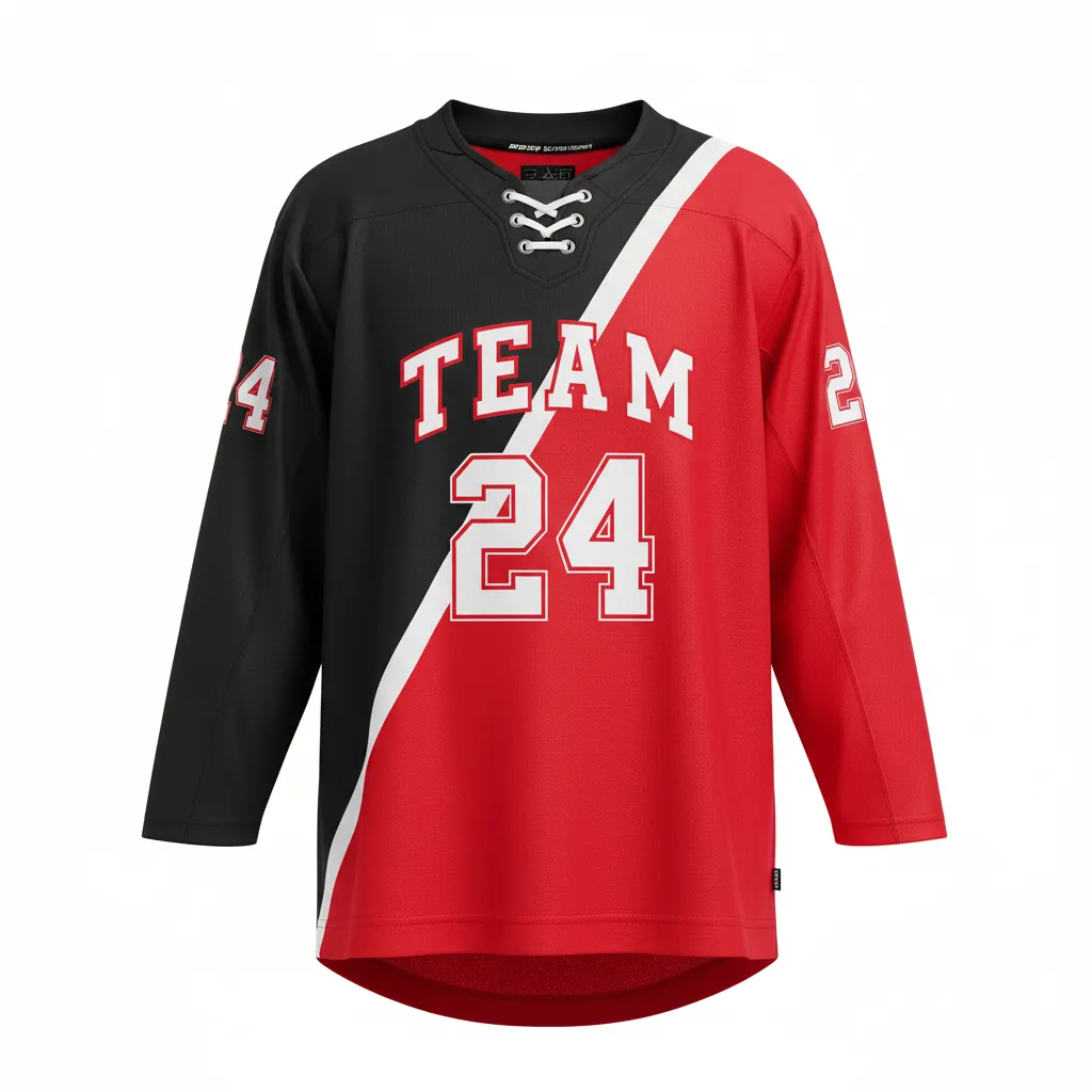 Custom Ice Hockey Two Tone Hockey Jersey - Black, Red, White - Twotone - Front View - Kinexa Sportswear