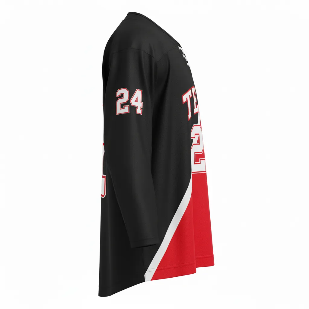 Custom Ice Hockey Two Tone Hockey Jersey - Black, Red, White - Twotone - Side View - Kinexa Sportswear