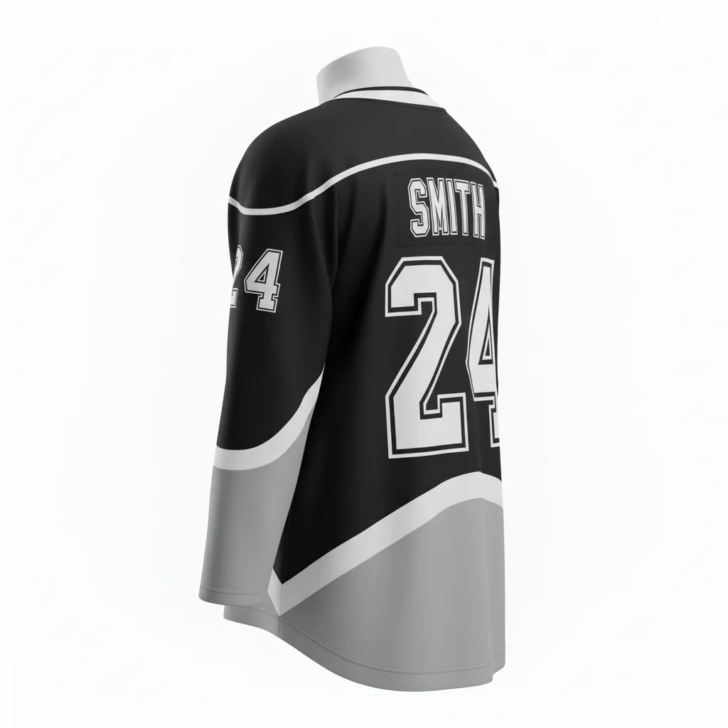 Custom Ice Hockey Two Tone Hockey Jersey - Black, Silver, White - Twotone - Back View - Kinexa Sportswear