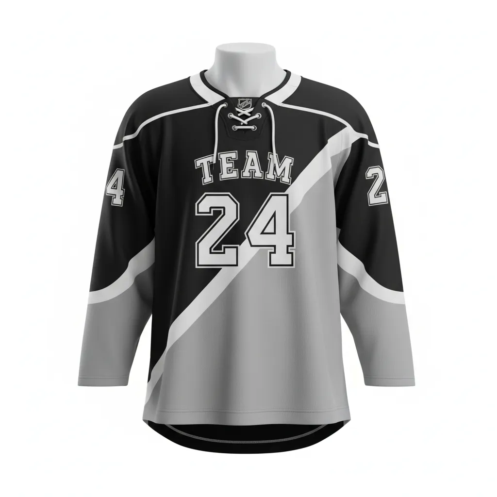 Custom Ice Hockey Two Tone Hockey Jersey - Black, Silver, White - Twotone - Front View - Kinexa Sportswear
