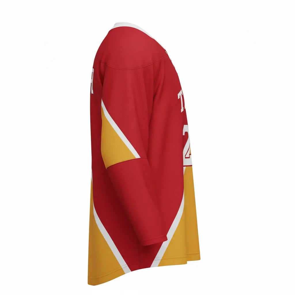 Custom Ice Hockey Two Tone Hockey Jersey - Gold, White - Twotone Cardinal - Side View - Kinexa Sportswear