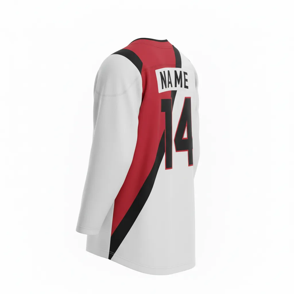 Custom Ice Hockey Two Tone Hockey Jersey - White, Black - Twotone Cardinal - Back View - Kinexa Sportswear