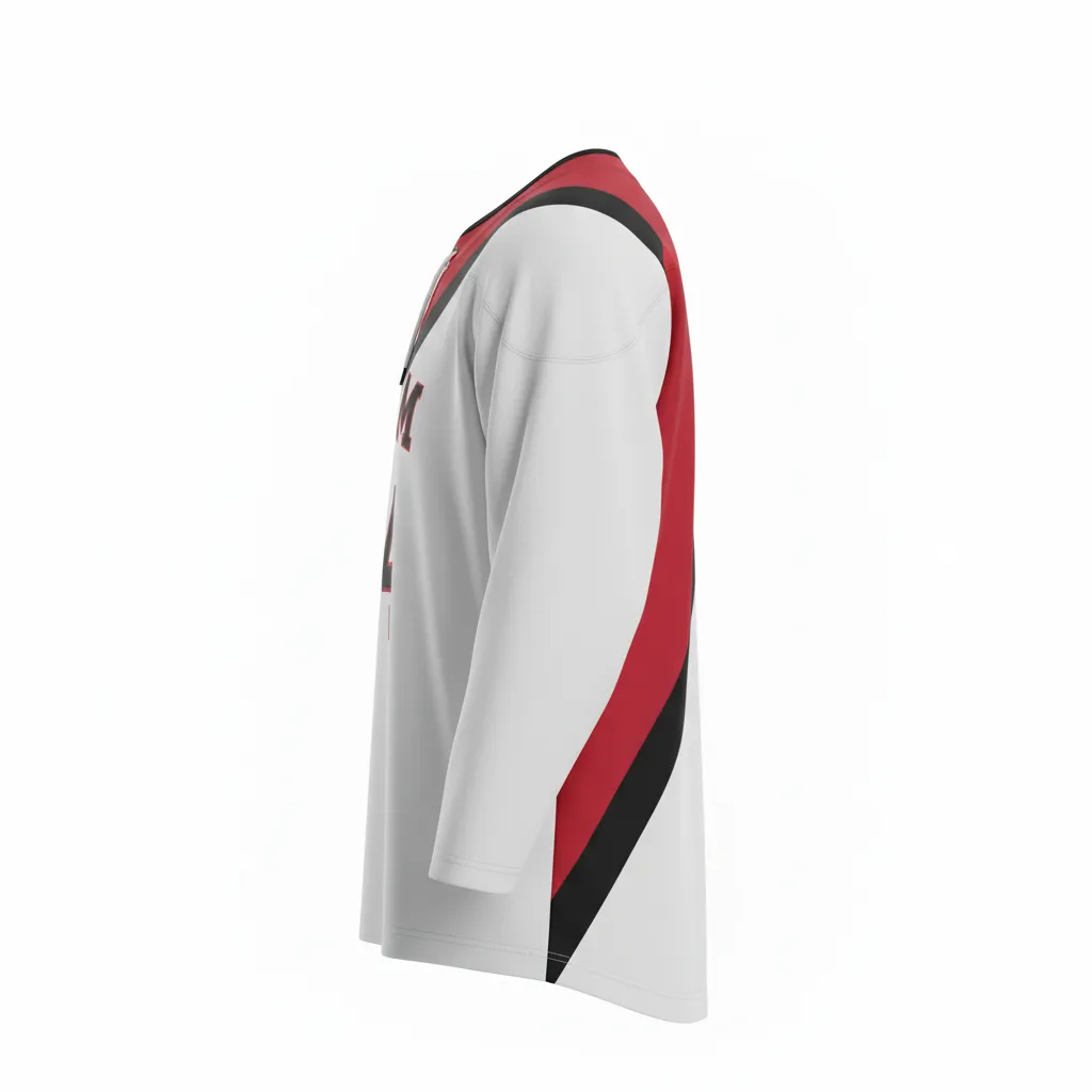 Custom Ice Hockey Two Tone Hockey Jersey - White, Black - Twotone Cardinal - Side View - Kinexa Sportswear