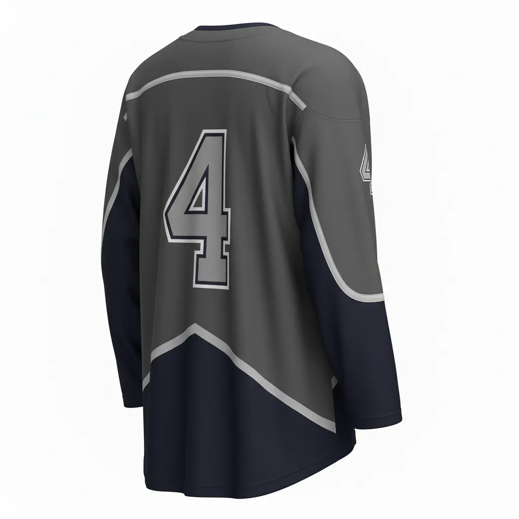 Custom Ice Hockey Two Tone Hockey Jersey - Navy, Silver - Twotone Charcoal - Back View - Kinexa Sportswear