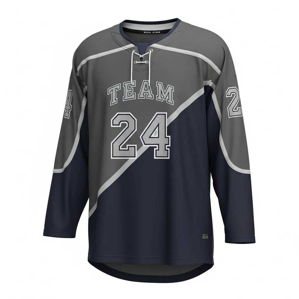 Custom Ice Hockey Two Tone Hockey Jersey - Navy, Silver - Twotone Charcoal - Front View - Kinexa Sportswear