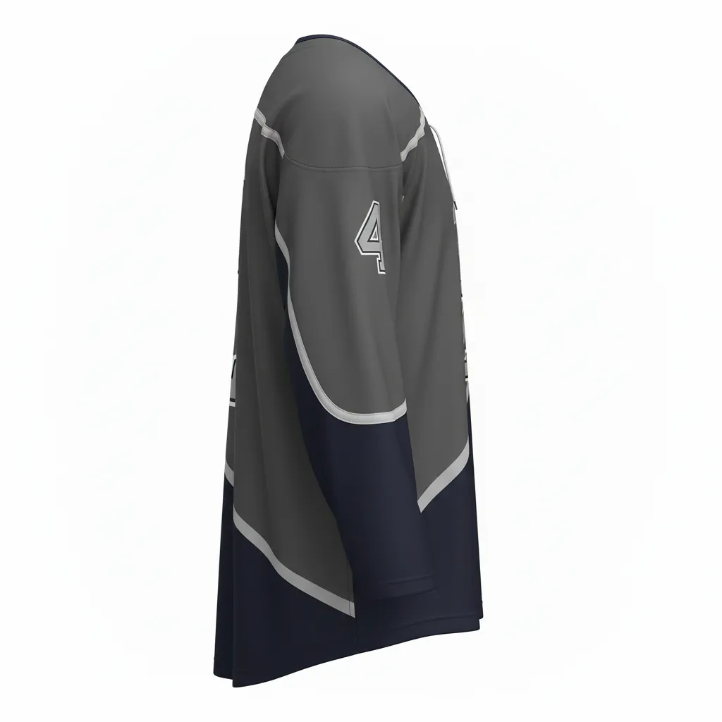 Custom Ice Hockey Two Tone Hockey Jersey - Navy, Silver - Twotone Charcoal - Side View - Kinexa Sportswear