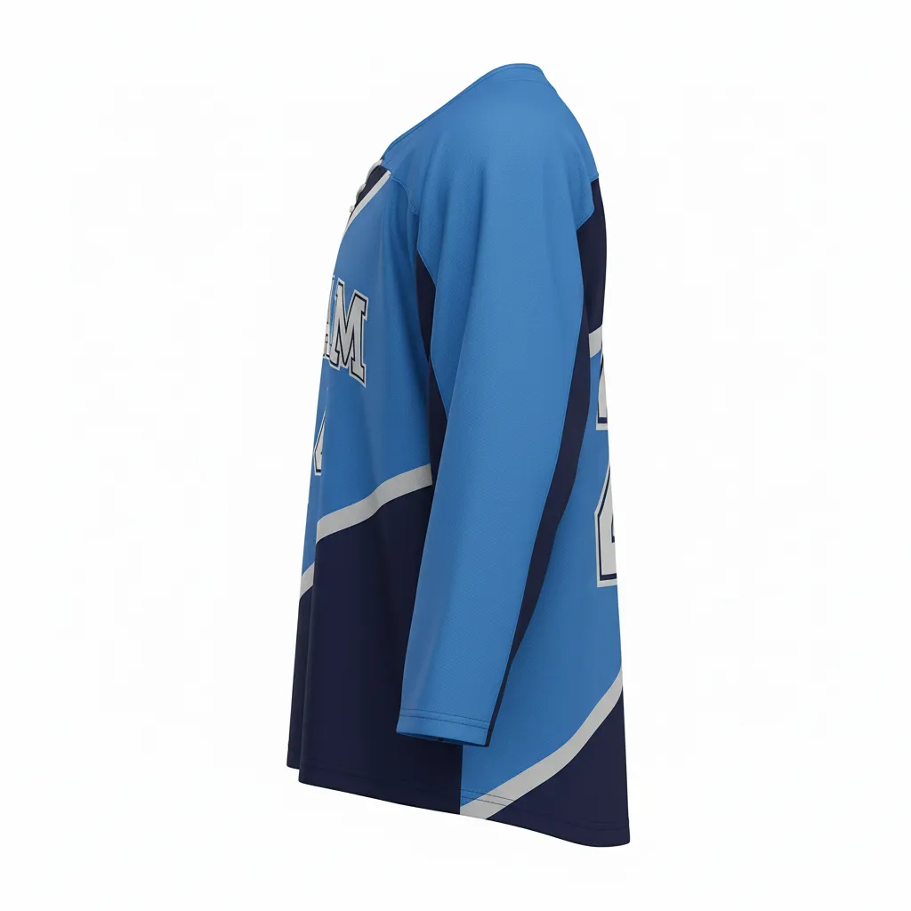 Custom Ice Hockey Two Tone Hockey Jersey - Navy, Silver - Twotone Columbia - Side View - Kinexa Sportswear