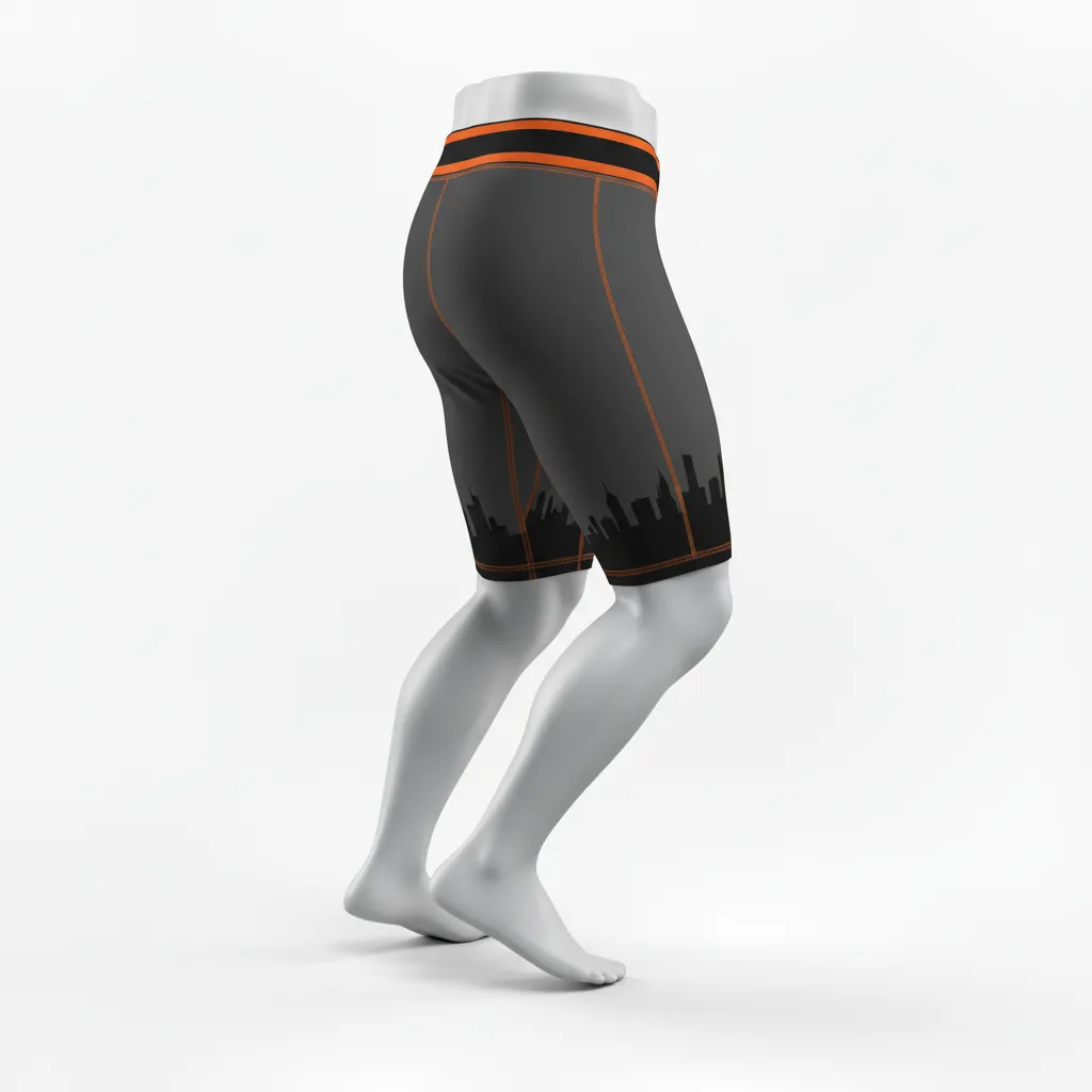 Custom Lacrosse Compression Shorts - Black, Orange, White - Long Island Strong - Side View - Kinexa Sportswear