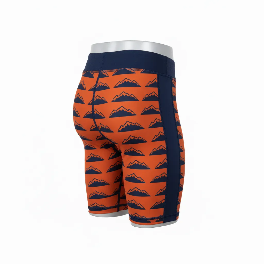 Custom Lacrosse Compression Shorts - Burnt, Orange, Navy - Upstate Mountain - Back View - Kinexa Sportswear