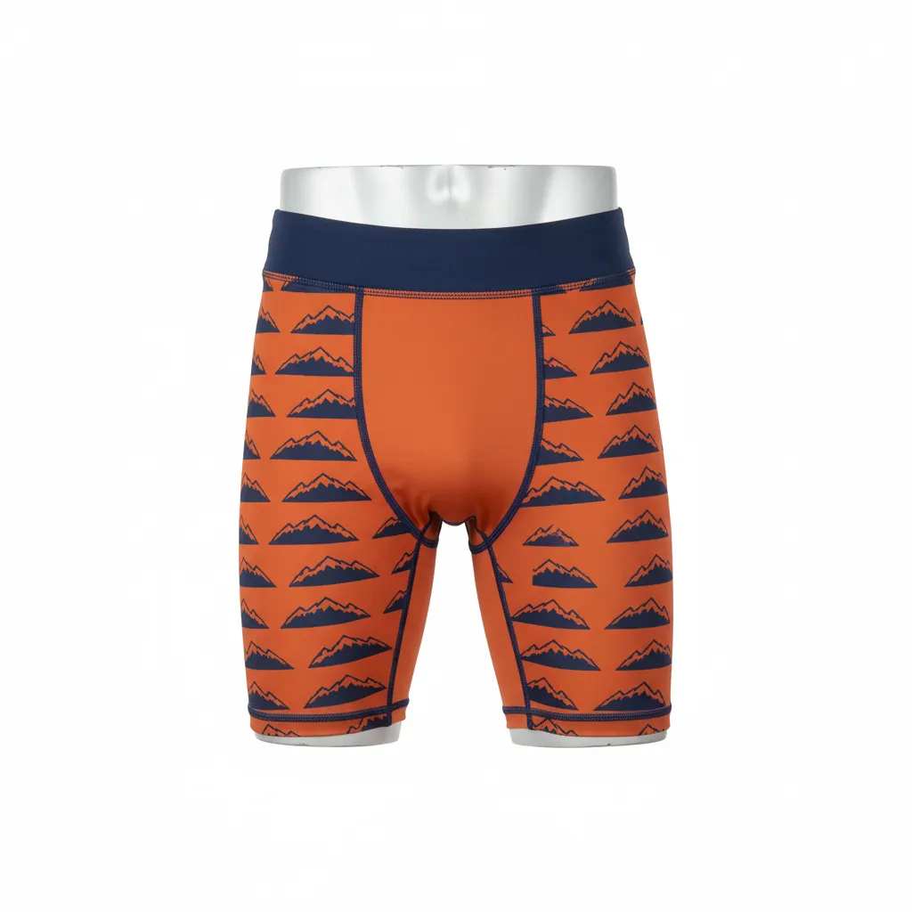 Custom Lacrosse Compression Shorts - Burnt, Orange, Navy - Upstate Mountain - Front View - Kinexa Sportswear