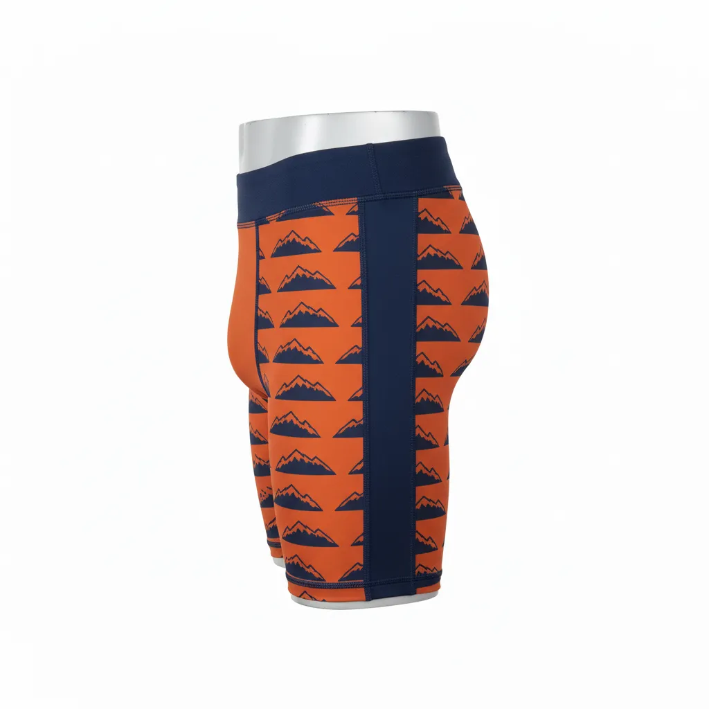 Custom Lacrosse Compression Shorts - Burnt, Orange, Navy - Upstate Mountain - Side View - Kinexa Sportswear