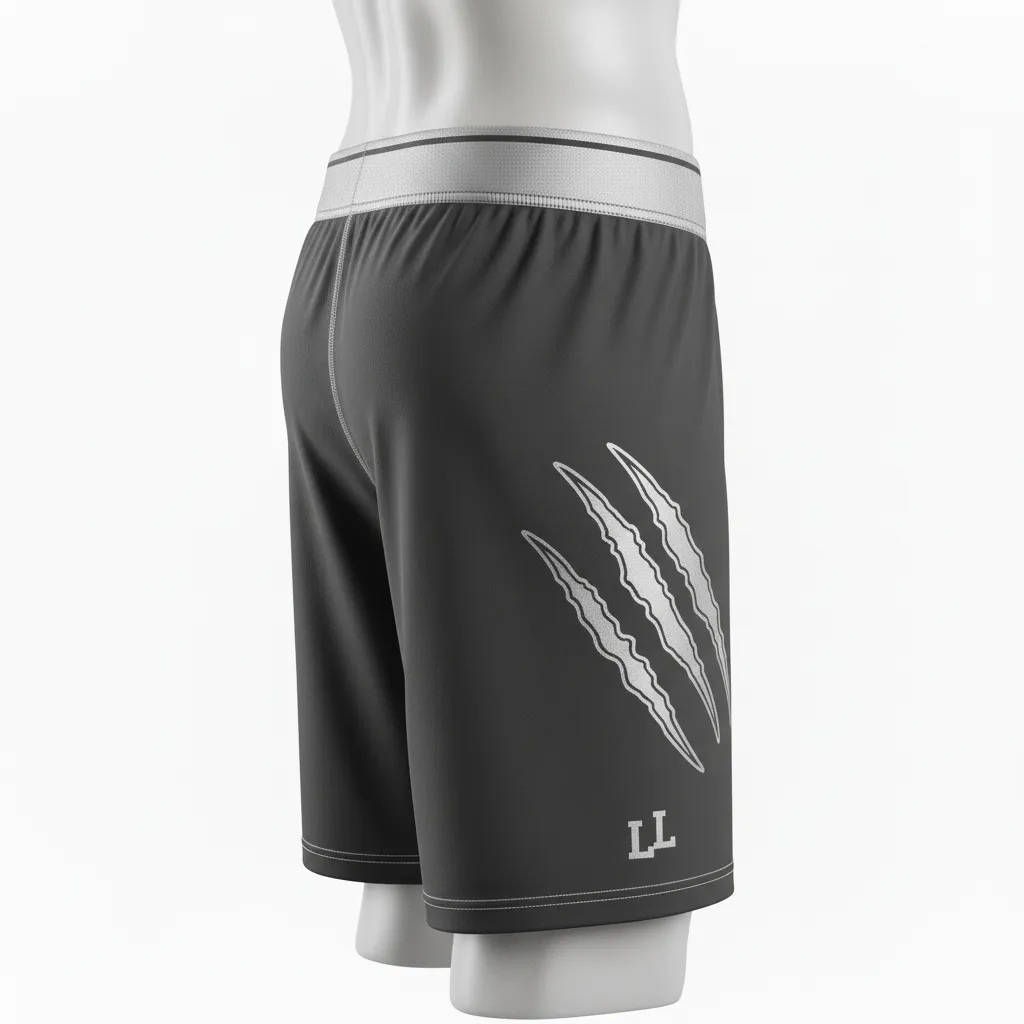 Custom Lacrosse Compression Shorts - Grey, Silver - Charcoal Wolf Pack Hunt - Back View - Kinexa Sportswear