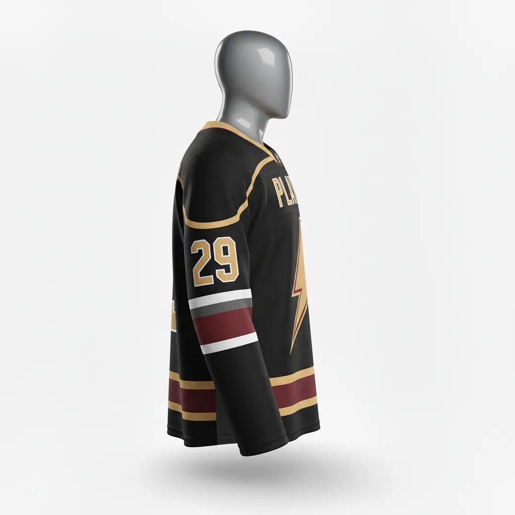 Custom Lacrosse Full Sleeve Lacrosse Jersey - Black, Red, Gold - Box Long Nll Arena Thunder - Back View - Kinexa Sportswear