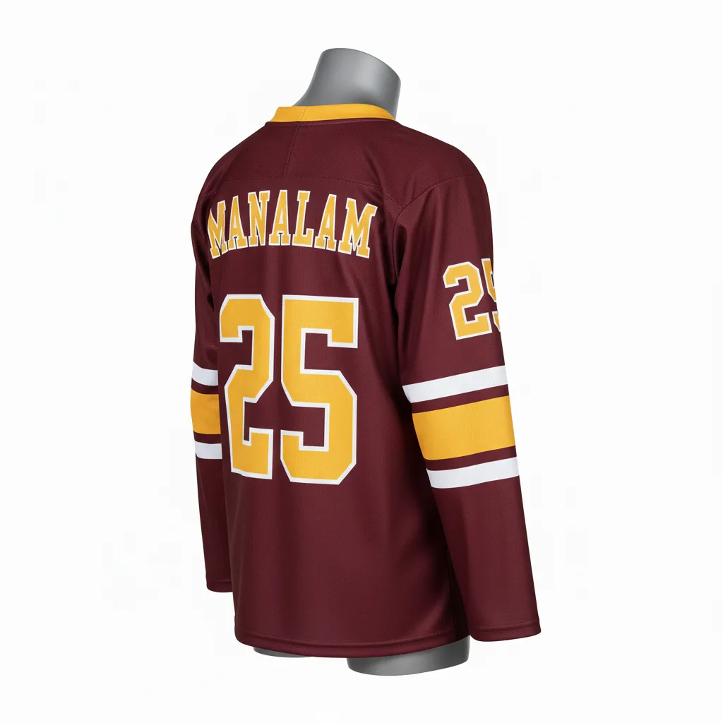 Custom Lacrosse Full Sleeve Lacrosse Jersey - Burgundy, Gold - Box Long Vegas Tribal Clash - Back View - Kinexa Sportswear