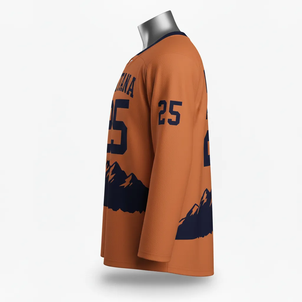 Custom Lacrosse Full Sleeve Lacrosse Jersey - Burnt, Orange, Navy - Box Long Upstate Mountain - Back View - Kinexa Sportswear