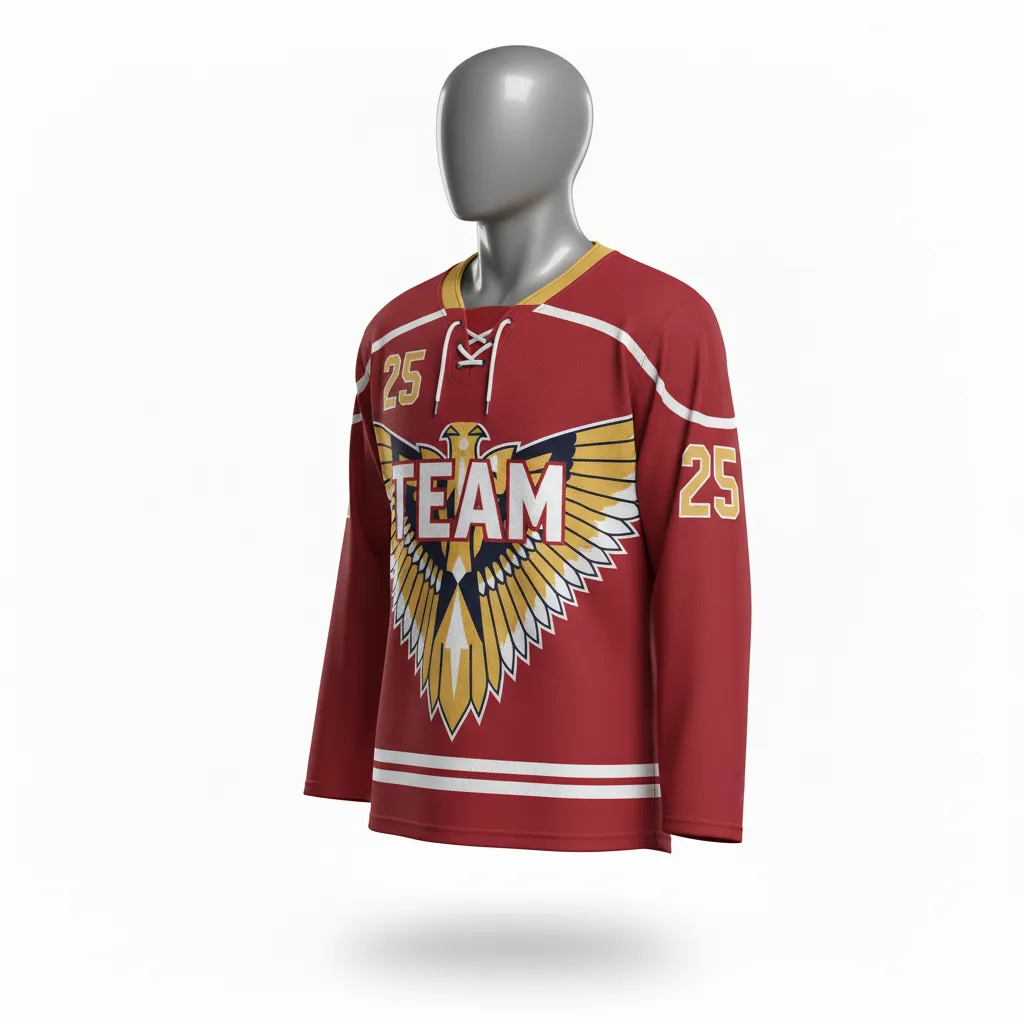 Custom Lacrosse Full Sleeve Lacrosse Jersey - Red, White - Box Long Cardinal Thunderbird Spirit - Front View - Kinexa Sportswear