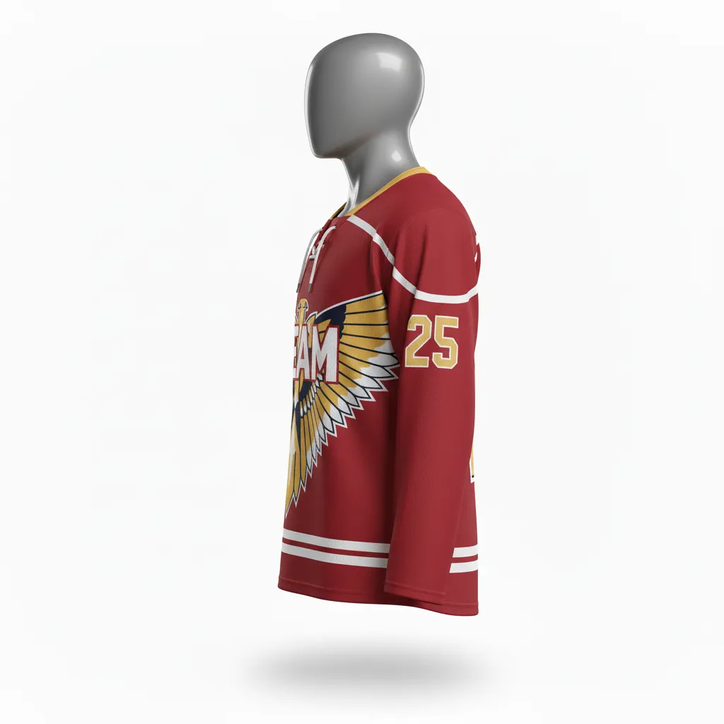 Custom Lacrosse Full Sleeve Lacrosse Jersey - Red, White - Box Long Cardinal Thunderbird Spirit - Side View - Kinexa Sportswear