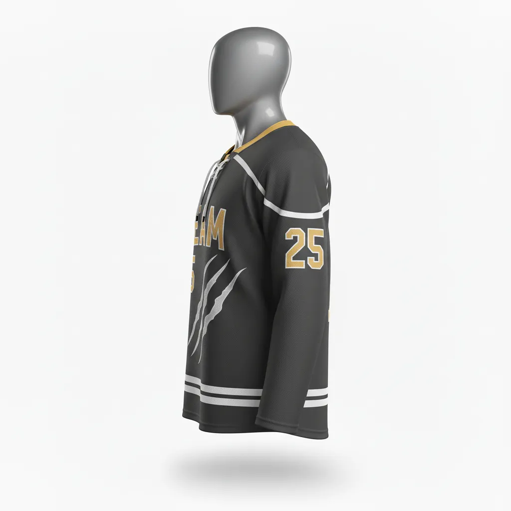Custom Lacrosse Full Sleeve Lacrosse Jersey - Grey, Silver - Box Long Charcoal Wolf Pack Hunt - Side View - Kinexa Sportswear