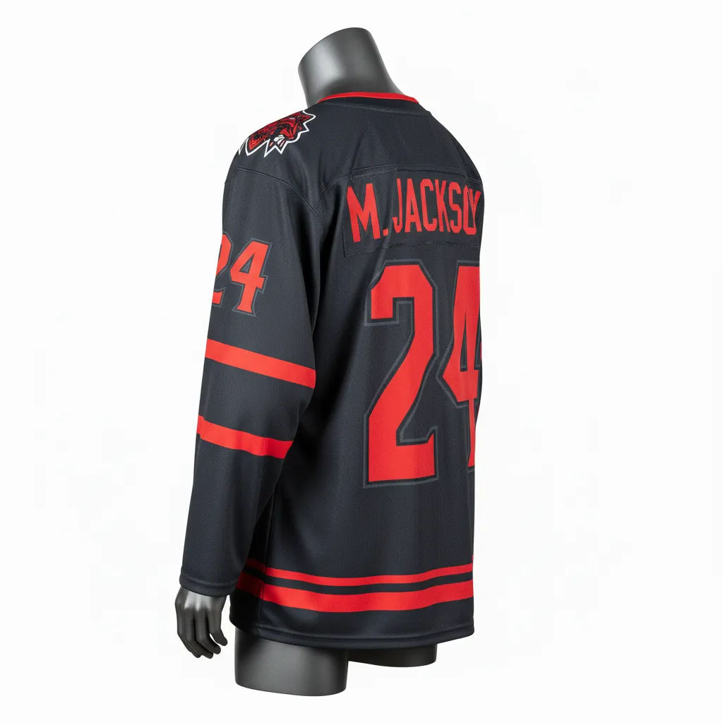 Custom Lacrosse Full Sleeve Lacrosse Jersey - Red - Box Long Charcoal Warrior Spirit - Back View - Kinexa Sportswear