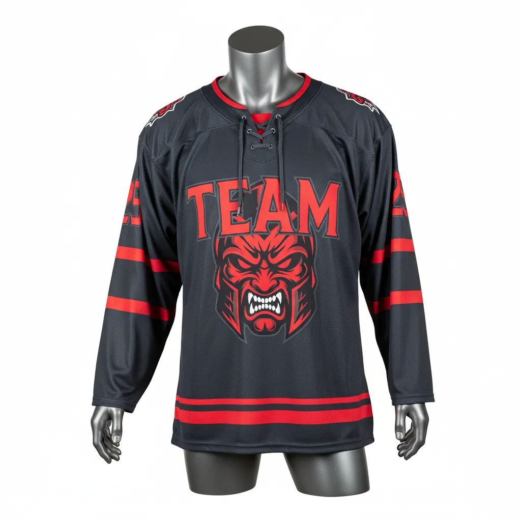Custom Lacrosse Full Sleeve Lacrosse Jersey - Red - Box Long Charcoal Warrior Spirit - Front View - Kinexa Sportswear