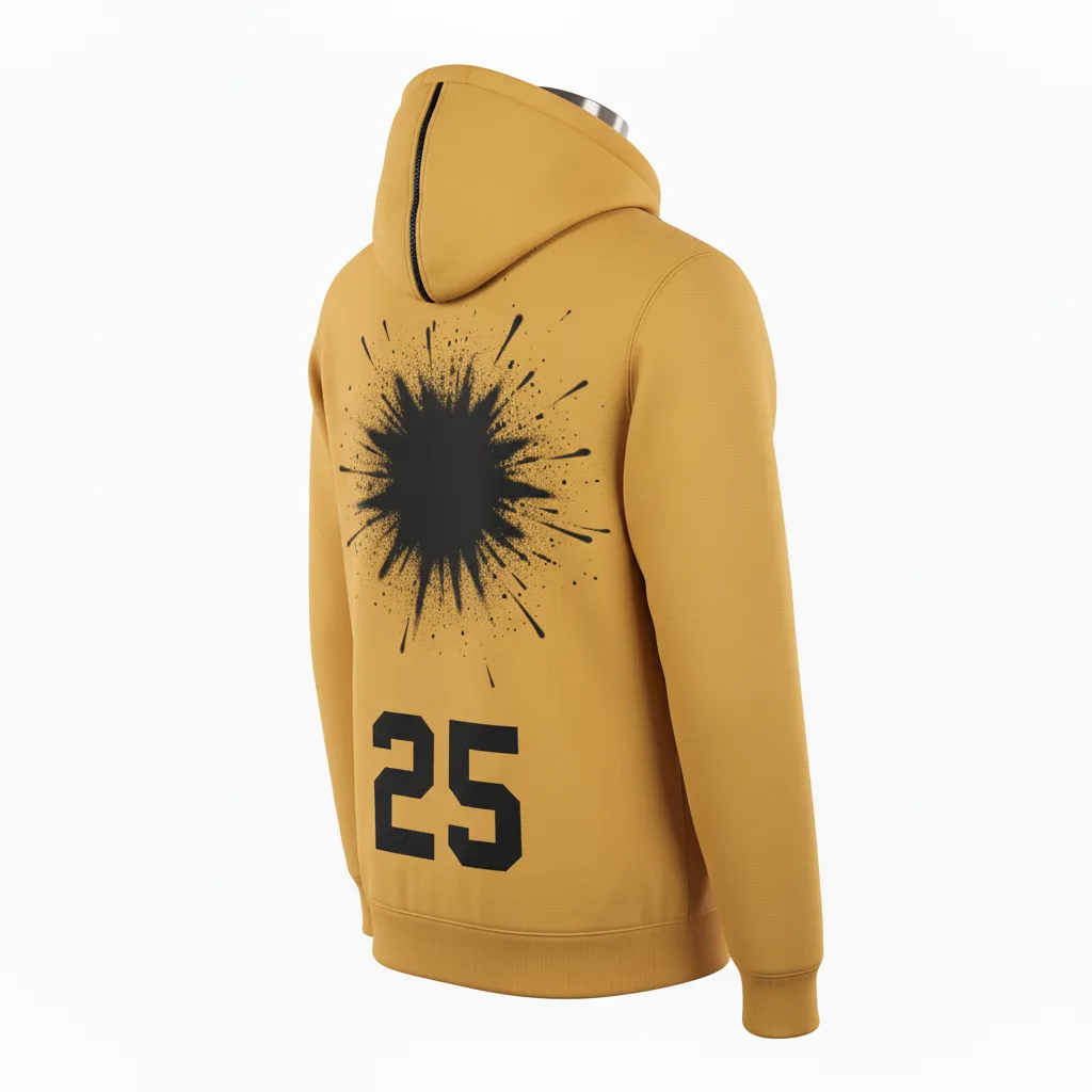 Custom Lacrosse Full Zip Hoodie - Gold, Black - Athletic Goal Dust Explosion - Back View - Kinexa Sportswear
