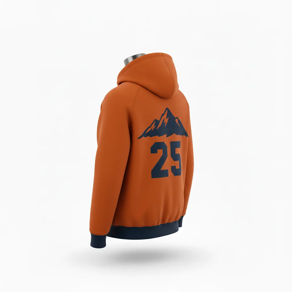 Custom Lacrosse Full Zip Hoodie - Burnt, Orange, Navy - Upstate Mountain - Back View - Kinexa Sportswear