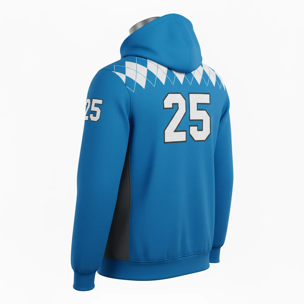 Custom Lacrosse Full Zip Hoodie - Blue, White, Blue - Carolina Tar Heel - Back View - Kinexa Sportswear