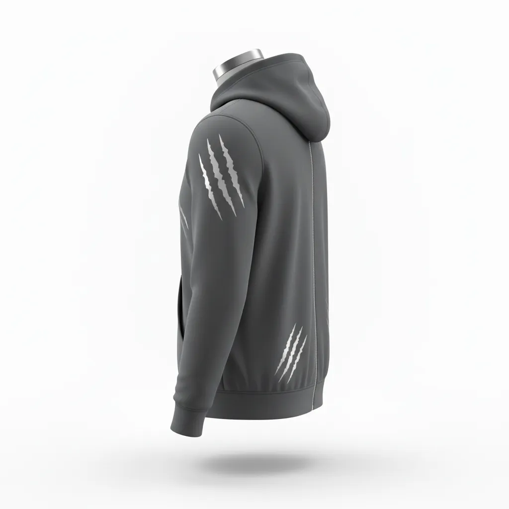 Custom Lacrosse Full Zip Hoodie - Grey, Silver - Charcoal Wolf Pack Hunt - Back View - Kinexa Sportswear