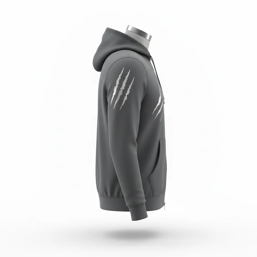 Custom Lacrosse Full Zip Hoodie - Grey, Silver - Charcoal Wolf Pack Hunt - Side View - Kinexa Sportswear