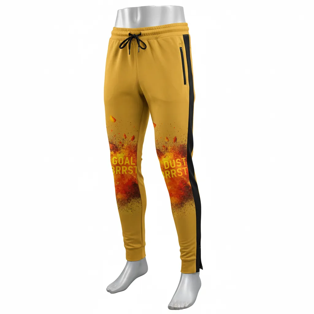 Custom Lacrosse Jogger Pant - Gold, Black - Athletic Goal Dust Explosion - Front View - Kinexa Sportswear