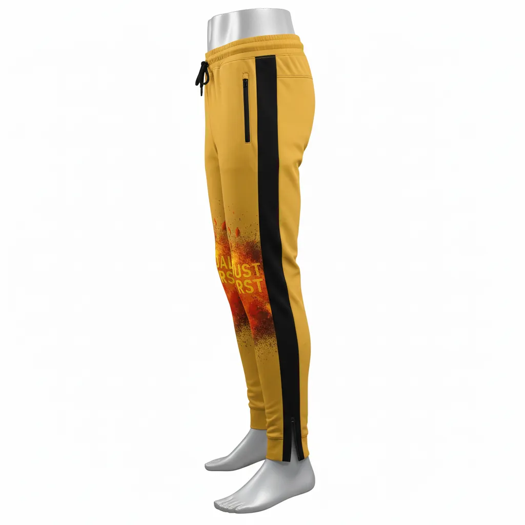 Custom Lacrosse Jogger Pant - Gold, Black - Athletic Goal Dust Explosion - Side View - Kinexa Sportswear