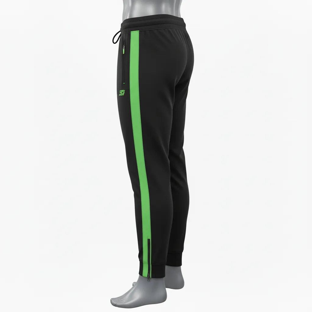 Custom Lacrosse Jogger Pant - Black, Green - Neon Serpent Strike - Back View - Kinexa Sportswear
